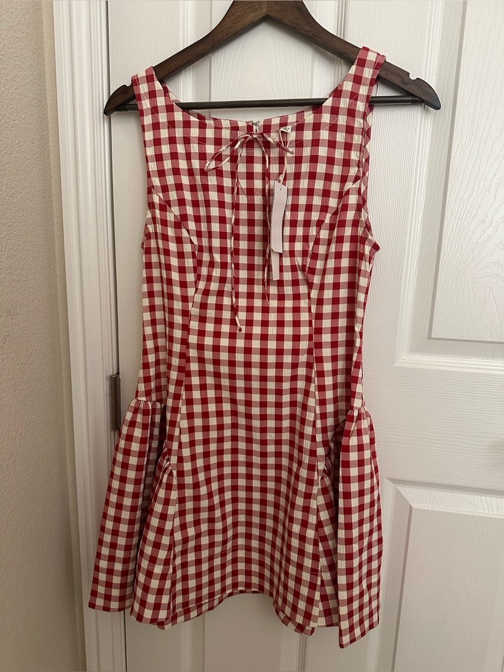 For Love and Lemons Scotch Bonnet Gingham Mini Dress - Red/White